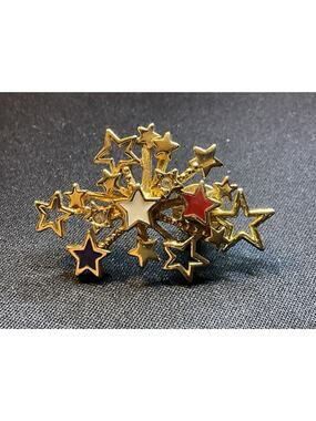Avon 1996 Vintage American Firework Pin, Red, White, Blue Enamel Rhinestone